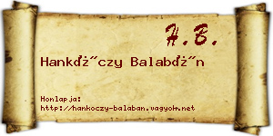 Hankóczy Balabán névjegykártya